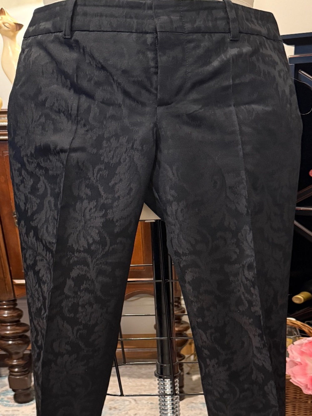 GUCCI Black Brocade Slim Cigarette Pants IT 38 US 2